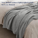 PHF 100% Cotton Muslin Blanket Queen Size 90"x90", 4-Layer Lightweight Gauze Throw, Breathable Cloud-Soft Minimalist Blanket for Bed, Couch, Camping & Baby, Grey, Ideal Gift