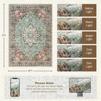 5x7 Area Rugs Living Room Rug: Washable Vintage Distressed Floral Rug No Slip Stain Resistant Soft Carpet Indoor Large Carpets for Bedroom Dining Room Farmhouse Nursery Hallway Home Office Brown Green