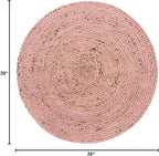 Unique Loom Braided Jute Collection Area Rug - Dhaka (3' 3" Round, Light Pink)