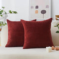 Home Brilliant 16x16 Pillow Covers Super Soft Corduroy Decorative Throw Pillows Cover 40x40 cm Dark Red Velvet Throw Pillows for Couch Sofa Living Room Bedroom, 16 x 16 Inch, Burgundy
