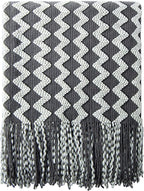NTBAY Acrylic Knitted Throw Blanket, Lightweight and Soft Cozy Decorative Woven Blanket with Tassels for Travel, Couch, Bed, Sofa, 51x67 Inches, Grey Wave