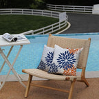 DFXSZ Blue Orange Outdoor Flower Pillow Covers 16x16 Inch Set of 2 White Colored Throw Pillows Outdoor Waterproof Decor for Living Room Sofa Patio Funiture Garden Floral Polyester pillow covers 002C16