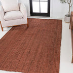 JONATHAN Y Pata Hand Woven Chunky Jute Terracotta Indoor Area Rug, 8x10, Bohemian, Rustic, Cottage, Easy-Cleaning for Living Room, Bedroom, Kitchen, Non-Shedding (NRF102F-8)