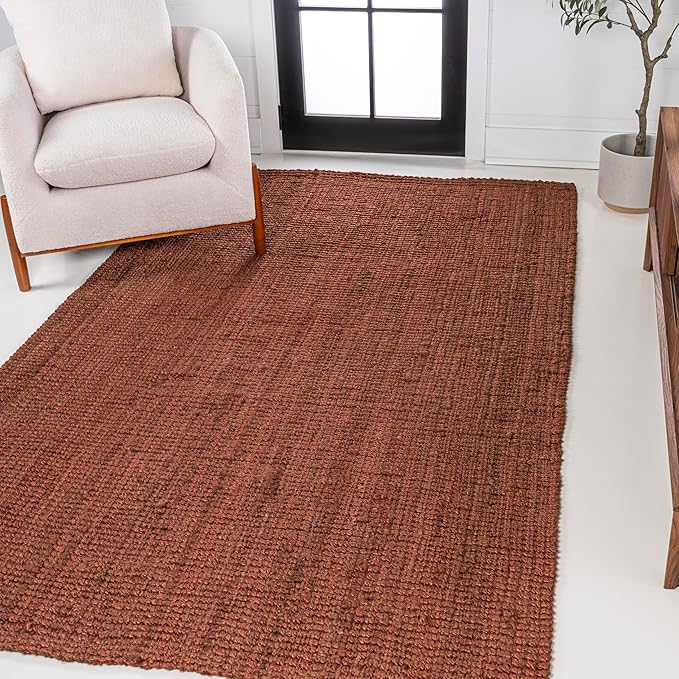 JONATHAN Y Pata Hand Woven Chunky Jute Terracotta Indoor Area Rug, 8x10, Bohemian, Rustic, Cottage, Easy-Cleaning for Living Room, Bedroom, Kitchen, Non-Shedding (NRF102F-8)