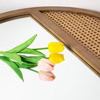 24 Inch Rattan Round Mirror, Vintage Hand-Woven Wooden Framed Wall Mirror for Living Room, Bedroom, Bathroom, Entryway Decor, Natural Hanging Decorative Mirrors for Indoor Wall Art