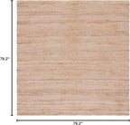 SAFAVIEH Natural Fiber Collection Area Rug - 6'6" Square, Ivory & Natural, Handmade Boho Farmhouse Rustic Jute & Cotton Jute, Ideal for High Traffic Areas in Living Room, Bedroom (NFB654A)