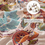 Boho Throw Blanket Farmhouse Decor Throw Blanket Bohemian Blanket for Bed 100% Cotton Muslin Woven Couch Blanket All Seasons Quilt Bedroom (Beige, 90"x98")