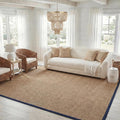SAFAVIEH Area Rug 8x10 - Natural Fiber Collection - Large - Natural & Blue, Seagrass, Basketweave Pattern (NF114E)