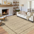 GarveeHome Scalloped Washable Rugs 8x10 Area Rugs for Living Room Modern Non Slip Throw Rugs Large Rug for Bedroom Low Pile Non Shedding Stain Resistant Carpet for Dining Room 8 ft x10 ft Jute