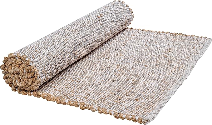 Savi Home Jute Cotton Handwoven Runner Rug 24"x72" - Natural Fiber Rustic Farmhouse Runner Rug - Vintage Boho Decor for Bedroom, Dining Room, Hallway & Office