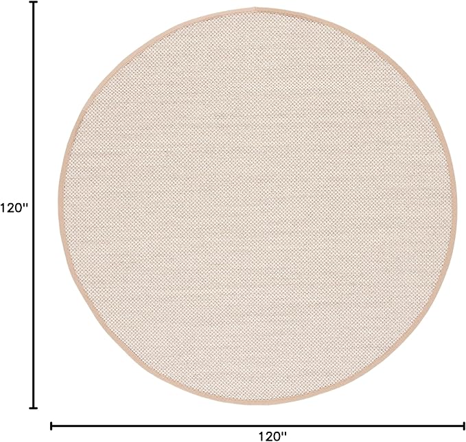 SAFAVIEH Area Rug 10' Round - Natural Fiber Collection - Marble & Linen Color, Sisal, Woven Design with Border (NF143B)