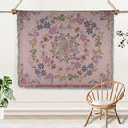 Mandala Flower Boho Throw Blanket for Couch Bed Chair Lounge Hippie Room Decor Reversible Cotton Woven Whimsical Throw Blanket Witchy Room Decor Throws Bed Spread Outdoor Camping Blanket 51x59 Inches