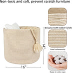 Cotton Rope Basket For Girls Boys Kids 16”X14” Baby Laundry Basket Nursery Bin Round Woven Baskets Organizer For Storage Toys Blankets Shoes Clothes oatmeal