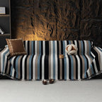 VClife Couch Cover for Sofa, Chenille Sofa Cover for Dog Modern Stripe Couch Cover for 2 Cushion Couch Sofa, Non Slip Furniture Protector Pet Couch Slipcover with Tassel, Black, 71''x118''