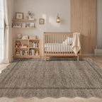GarveeHome Scalloped Washable Area Rugs 8x10 Rugs for Living Room Modern Bedroom Rug Large Area Rug Non Slip Throw Rugs Soft Low Pile Stain Resistant Carpet for Classroom Dining Room 8 ft x10 ft Taupe