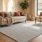 SAFAVIEH Area Rug 8x10 - Natura Collection - Large - Silver, Handmade Wool Blend, Textured Design, Ideal for Living Room, Bedroom, Dining Space (NAT425G)