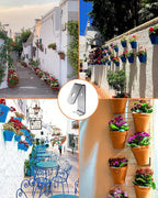 NACETURE 12 Pack Stainless Steel Plant Hangers Flower Pot Clips - Outdoor Wall Hook Metal Plant Stand Holds 5" to 8" Standard Flower Pot