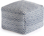 Anji Mountain Pouf Ottoman Foot Rest, Handmade Ottoman Pouf, Comfortable Foot Stool, Decorative Floor Seating for Living Room Decor, Bedroom & Home Décor Accent - Aegean