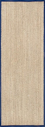 Nuloom Elijah Navy/Natural, 2'6" x 6', Basketweave, Seagrass, Soft and Textured, High Traffic, Stain Resistant, Easy Clean, Durable Area Rug for Bedroom, Living Room, Dining, Den, Foyer, Entryway