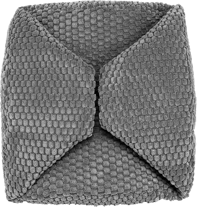 Unstuffed Pouf Ottoman Cover Handmade Footstool Ottoman Storage Solution Floor Pouf Footrest Cushion 20Diameterx12Height Inches for Living Room Wedding Dark Gray