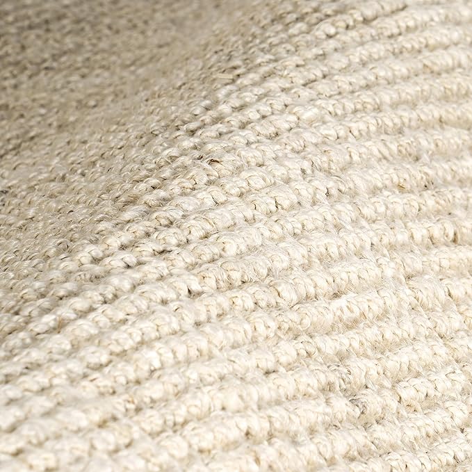 Nuloom Daniela Off-White, 4' Square, Handmade, Jute, Tassel, Soft and Textured, High Traffic, Stain Resistant, Easy Clean, Durable Area Rug for Bedroom, Living Room, Dining Space, Foyer, Entryway
