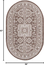Rugs.com Outdoor Aztec Collection Rug – 3' x 5' Oval Brown Flatweave Rug Perfect for Living Rooms, Large Dining Rooms, Open Floorplans