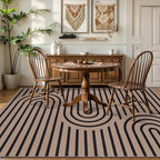 Tangsoo Easy Jute 4x6 Washable Rug for Outdoor Patio,Non-Slip Black Area Rug Thin Indoor Outdoor Carpet,Boho Farmhouse Throw Mat for Front Porch Bedroom Foyer