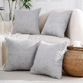 VAKADO Couch Throw Pillow Covers 18x18 Set of 4 Boho Rustic Decorative Corduroy Cushion Case Farmhouse Decor Square for Home Living Room Bed Sofa,Grey