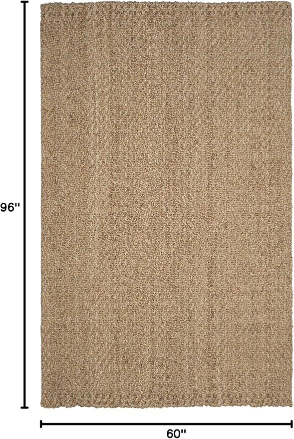 SAFAVIEH Natural Fiber Collection Area Rug - 5' x 8', Natural & Natural, Handmade Jute, Ideal for High Traffic Areas in Living Room, Bedroom (NF181A)