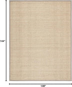 SAFAVIEH Area Rug 9x12 - Natural Fiber Collection - Large - Natural & Grey, Seagrass, Basketweave Pattern with Border (NF114P)