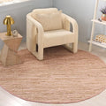 SAFAVIEH Cape Cod Collection Area Rug - 6' Round, Pink & Natural, Handmade Jute & Cotton, Ideal for Living Room, Bedroom, Dining Space (CAP236U)