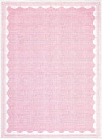 GarveeHome Scalloped 3x5 Washable Rug Non-Slip Low-Pile Indoor Rugs for Entryway Solid Pink Modern Minimalism Carpet for Bedroom Living Room Kitchen Bathroom Indoor Mat