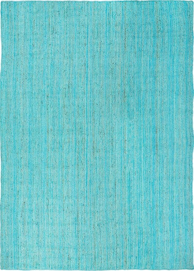 Unique Loom Braided Jute Collection Area Rug - Dhaka (10' x 14' 1" Rectangle, Turquoise)