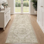 Washable Runner Rug 2x6 Runners for Hallways, Ultra-Thin Carpet Runners for Entryway Anti Slip Backing Runner Rugs for Kitchen Laundry Room Indoor Hallway (Ivory/Beige)
