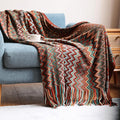 Boho Bohemian Throw Blanket for Couch Sofa Bed, Soft Cozy Lightweight Boho Blankets Knitted with Tassel, Decorative Blanket All Season 50x60 inches (Red)