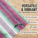 Hydration Nation Authentic Extra Large Mexican Blanket (70"x50") - Handwoven Yoga, Serape- Artisanal Falsa, Beach, Camping, Picnic, Outdoor - Dawn