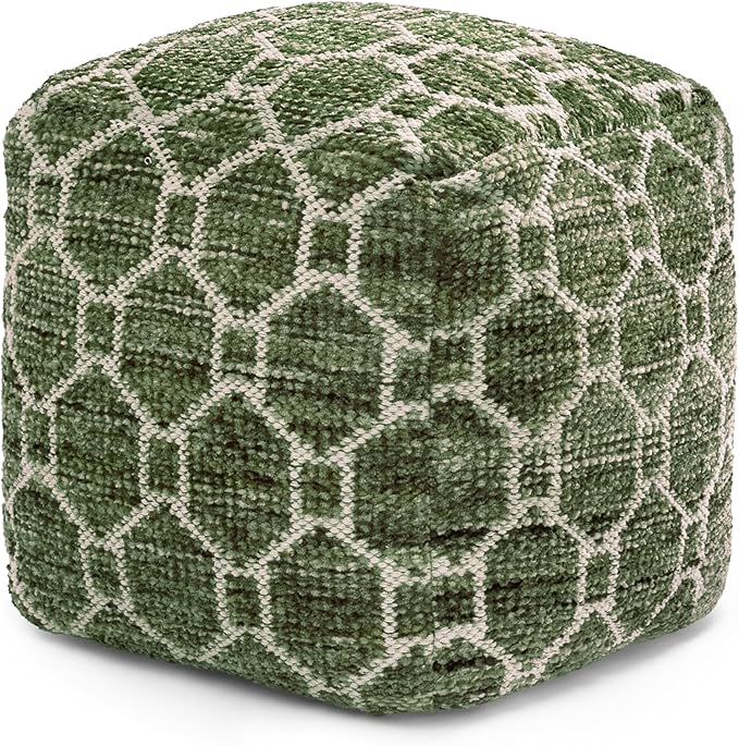 Anji Mountain Pouf Ottoman Foot Rest, Handmade Ottoman Pouf, Comfortable Foot Stool, Decorative Floor Seating for Living Room Decor, Bedroom & Home Décor Accent - Green