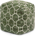 Anji Mountain Pouf Ottoman Foot Rest, Handmade Ottoman Pouf, Comfortable Foot Stool, Decorative Floor Seating for Living Room Decor, Bedroom & Home Décor Accent - Green