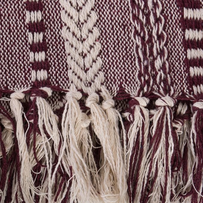 DII Braided Striped Decorative Throw Blanket, 50x60, BlackBerry