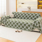 Reversible Couch Cover Blanket, Christmas Couch Cover, Chenille Sofa Cover Blanket, Christmas Sofa Covers Washable, 71"×102" Couch Covers for Recliner & Chair (1PC, Green, Loveseat)