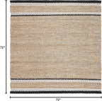SAFAVIEH Natural Fiber Collection Area Rug - 6' Square, Natural & Black, Handmade Farmhouse Boho Coastal Rustic Jute, Ideal for High Traffic Areas in Living Room, Bedroom (NF874B)