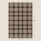 Jute Rug 6x9 for Living Room, Washable Black and Brown Rug for Dining Room, Indoor Outdoor Geometric Non Slip Vintage Farmhouse Carpet, Classic Beige Plaid Décor
