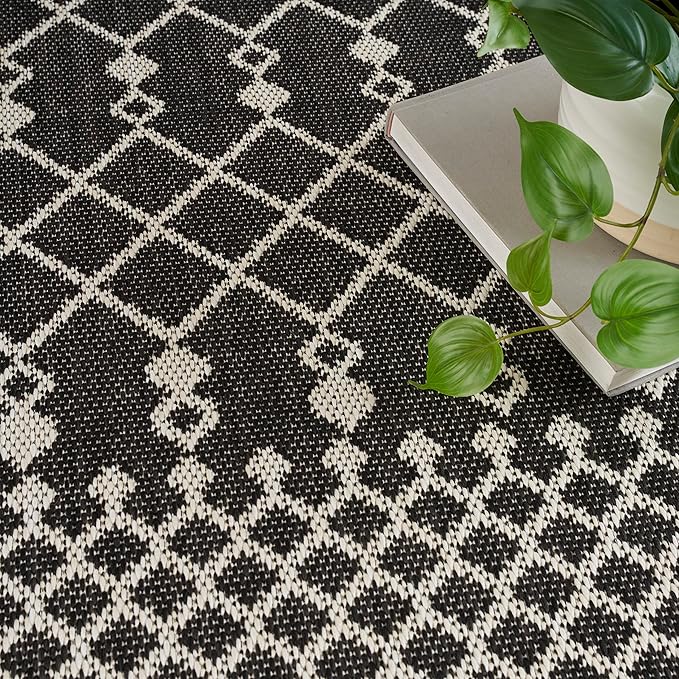 Nourison Home Positano Black 9' x 12' Area Rug - Easy Clean, Non Shedding, Bed Room, Living Room, Dining Room, Kitchen (9' x 12')