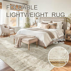 Abstract Rug 5x7 Machine Washable Area Indoor Beige Gray White Low Pile Non-Slip Foldable Thin Accent Rugs for Bedroom Living Room Dining Room Grey