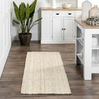 nuLOOM Ashli Solid Farmhouse Jute Runner Rug, 2' 6" x 8', Off-white