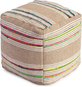 Anji Mountain Pouf Ottoman Foot Rest, Handmade Ottoman Pouf, Comfortable Foot Stool, Decorative Floor Seating for Living Room Decor, Bedroom & Home Décor Accent - Nomad Stripe