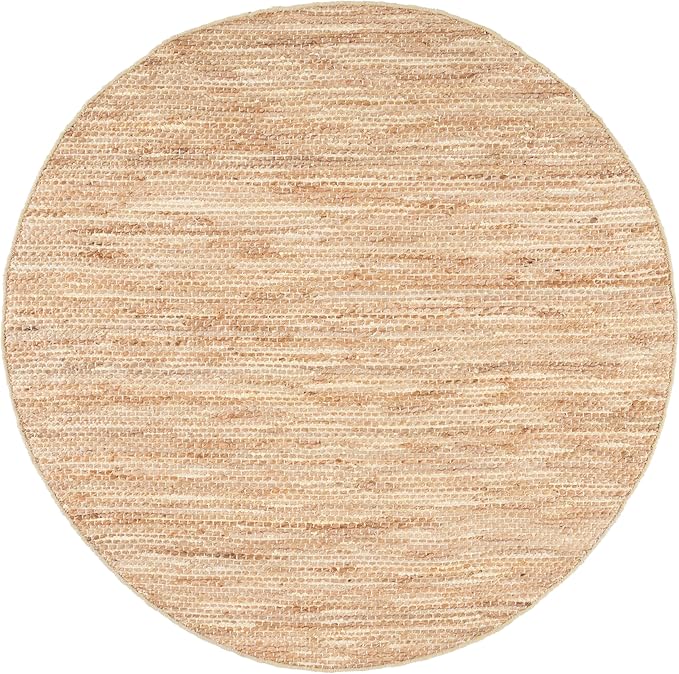 SAFAVIEH Cape Cod Collection Area Rug - 6' Round, Yellow & Natural, Handmade Jute & Cotton, Ideal for Living Room, Bedroom, Dining Space (CAP236C)