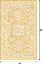 Rugs.com Outdoor Aztec Collection Rug – 3' x 5' Yellow Flatweave Rug Perfect for Living Rooms, Large Dining Rooms, Open Floorplans