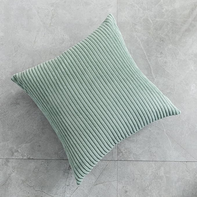 Home Brilliant Couch Spring Pillow Covers 26x26 Set of 2 Super Soft Corduroy Large Euro Sham for St Patricks Day Bedroom Pillow Covers, 26 x 26 inch, Iceburg Green