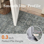 6x9 Washable Area Rug for Living Room Bedroom Vintage Black Grey Carpet Soft Low Pile Traditional Retro Non Slip Throw Rug for Dining Room Entryway Indoor Dorm Kitchen